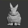 White Rabbit Sculpture With Textured Fur Long Ears Whiskers And Black Eyes On Smooth Surface