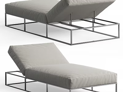 Modern Light Gray Sofa Bench With Metal Frame And Comfortable Cushion 3d model