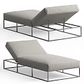 Modern Light Gray Sofa Bench With Metal Frame And Comfortable Cushion 3d model