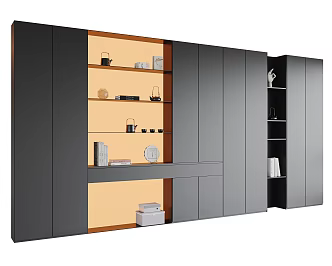 Italian Modern Decorative Cabinet Study Bookcase Living Room Bookcase Open Bookcase Multifunctional Decorative Cabinet Books Tea Set Ornaments 3d model