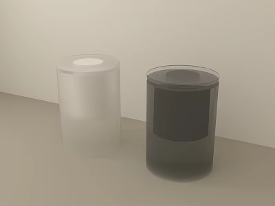 Transparent And Black Cylindrical Modern Stools For Minimalist Home Interior Design 3d model