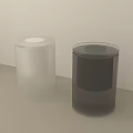 Transparent And Black Cylindrical Modern Stools For Minimalist Home Interior Design