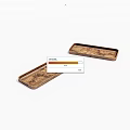 Two Brown Wooden Rectangular Trays With Textured Surface On White Background 3d model