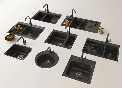 Modern sink vegetable basin embedded 3d model