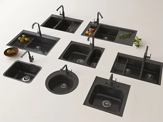 Modern sink vegetable basin embedded 3d model