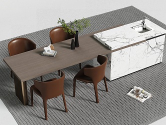 Nakajima table dining table and chair combination 3d model