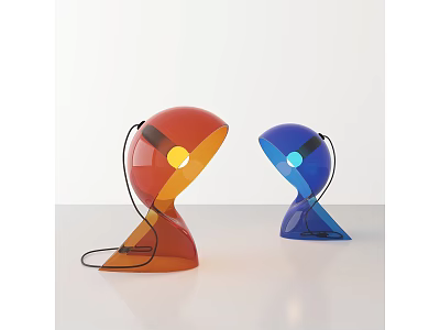 Modern Red And Blue Table Lamps With Stylish Curved Design For Home Lighting Decor 3d model
