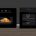 Modern Kitchen Ovens With Roast Chicken Interior And Digital Control Panel Design 3d model