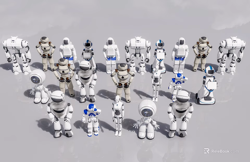 Smart Machines Featuring Multiple Robot Designs with Diverse Styles and Shapes 3d model 