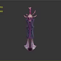 Decorative Weapon With Skull Head Blue Handle And Red Accent Details