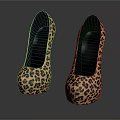 Leopard Print High Heels Fashionable Women's Shoes With Stylish Design And Black Soles