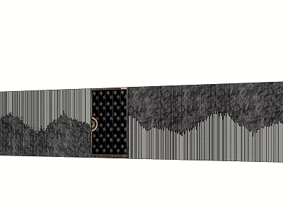 Modern Feature Wall With Striped Patterns Stone Panels And Decorative Dot Accents 3d model