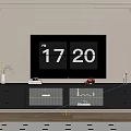 Modern TV Stand With Drawers Striped Doors TV And Decorative Items