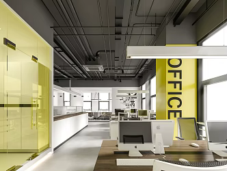 modern public office area office area 3d model