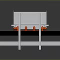 Industrial Conveyor Equipment With Metal Frame And Red Moving Components 3d model