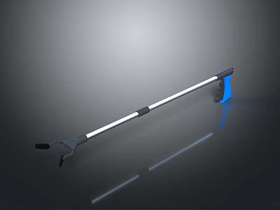 Industrial Equipment Long Reach Grab Tool With LED Light Strip Blue Grip And Reflective Surface 3d model