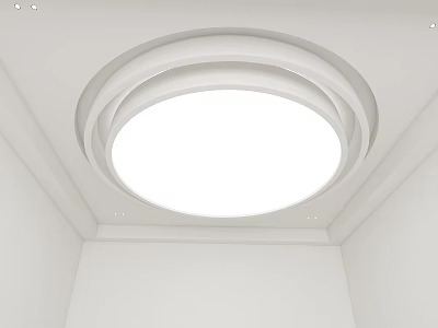 Modern Ceiling Design With Circular Layers And Recessed Lights 3d model