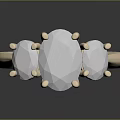 Simple Design Ring Featuring Light Colored Metal And Geometric Cut Gemstones