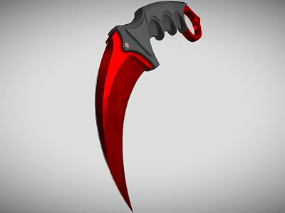 Tactical Weapon With Red Sharp Blade And Black Ergonomic Handle Design 3d model