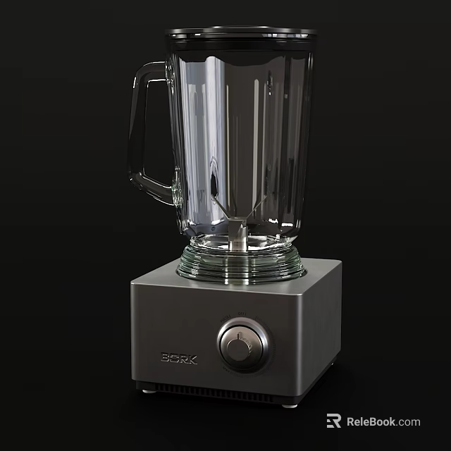 SOXX Kitchen Blender with Transparent Glass Jar and Gray Base Control Knob 3d model 