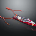Red Watercraft With Orange Marine Tow Ropes For Utility Marine Work