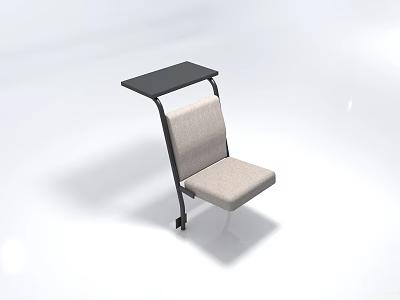 Modern Single Sofa With Light Gray Cushion Black Metal Frame And Attached Small Table Top 3d model