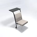 Modern Single Sofa With Light Gray Cushion Black Metal Frame And Attached Small Table Top 3d model
