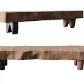 Wooden Public Bench With Natural Texture And Simple Design Black Brown Legs