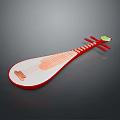 Traditional Red Pipa Musical Instrument With Wooden Body And Strings