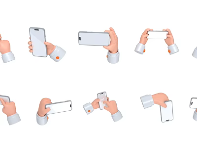 Multiple Hand Poses Holding Mobile Phones for Digital Device Display Scenes 3d model Multiple Hand Poses Holding Mobile Phones for Digital Device Display Scenes 3d model