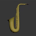 Golden Saxophone Musical Instrument With Shiny Brass Surface And Gray Background Reflection