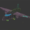 Black Building Blocks Airplane Model With Blue Accents And Detailed Grid Wings Plus Small Block