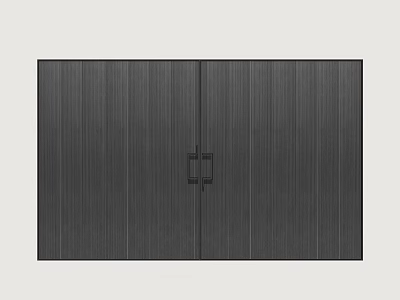Dark Double Door Cabinet With Vertical Striped Texture And Black Handles 3d model