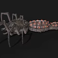 Sci Fi Spider Like Creature With Orange Spikes And Multiple Gray Legs 3d model