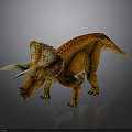 Realistic Orange Triceratops Dinosaur With White Horns And Colorful Frill