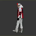 Warm Red And White Ski Jacket With White Snow Pants Hat And Gloves 3d model