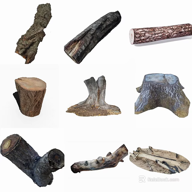 Natural Stone And Wood Materials In Various Shapes For Decorative Use 3d model 