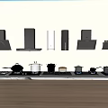 Modern Kitchen Appliances Featuring Wall Mounted Range Hood Stove Oven And Cookware On Countertop