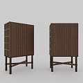 Two Wooden Wine Cabinets With Lattice Front Design And Sturdy Cross Legs