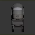 Modern Gray And Beige Baby Stroller With Canopy Handle And Wheels