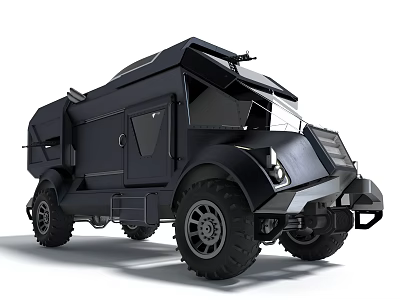 Black Rugged Utility Vehicle Featuring Large Off Road Tires And Roof Storage Design 3d model