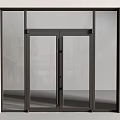 Modern Sleek Double Glass Doors With Dark Frame For Interior Design 3d model