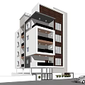 Modern Detached Villa Exterior Design With Multi Storey Balconies Large Windows And Entrance Plants