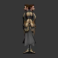 3D Fantasy Characters Front And Back Views With Armor Cloak And Costume Details