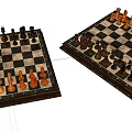 Classic Chess Entertainment With Two Chessboards And Black And Gold Chess Pieces