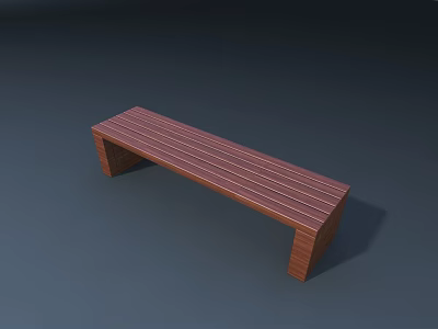 Wooden Outdoor Bench With Slatted Surface And Simple Design For Garden Patio 3d model