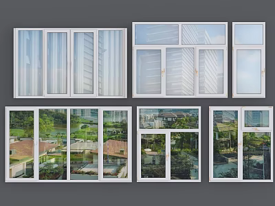 Modern Casement Windows With Clear Glass And Aluminum Frames For Home Exteriors 3d model