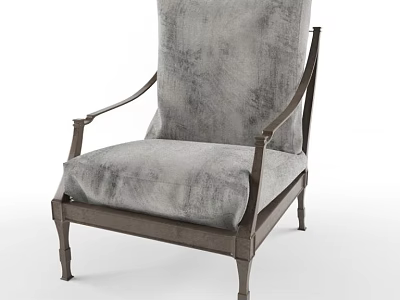Elegant Gray Velvet Single Sofa With Metal Frame And Slim Legs Design 3d model