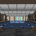 Modern Luxury Indoor Swimming Pool With Blue Tile Ceiling Lights And Lounge Chairs