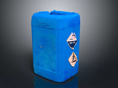Blue Square Plastic Household Storage Container With Warning Labels For Daily Use 3d model